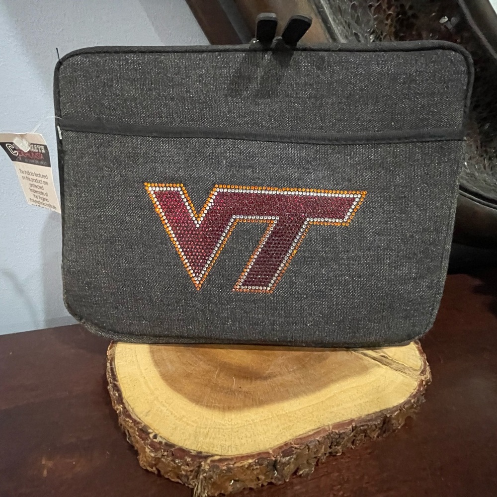 Virginia Tech IPad or Electronics Padded Zipper Case Embellished VT NWT
